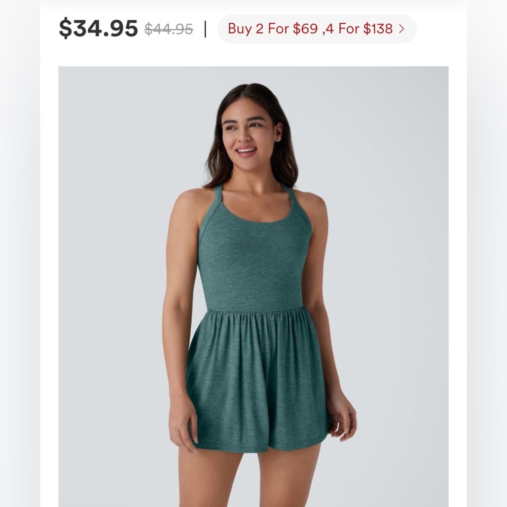 HALARA easy peazy Teal Green Sleeveless Romper